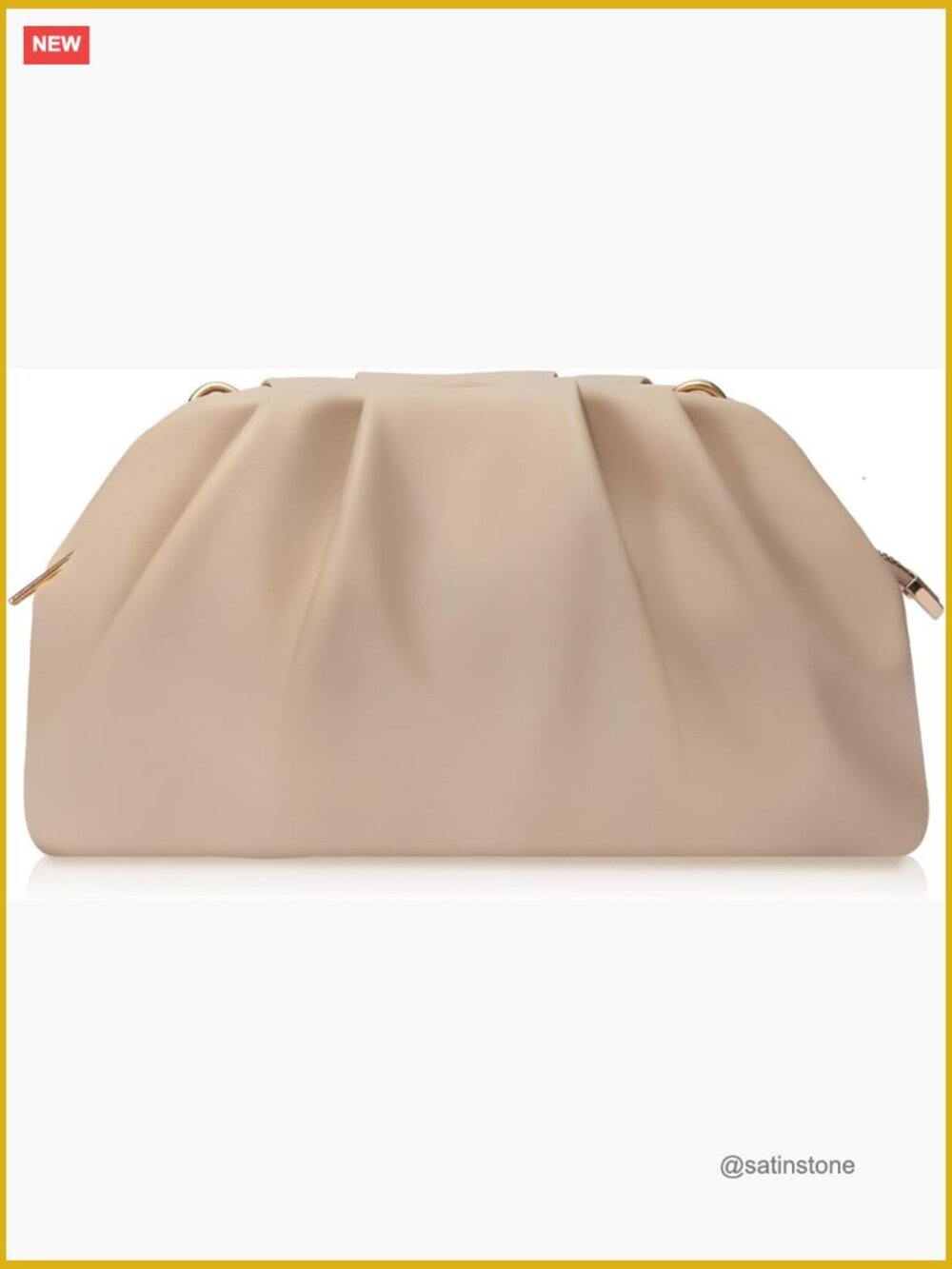 Soft Pleated PU Wedding Clutch Evening Bag with Detachable Chain